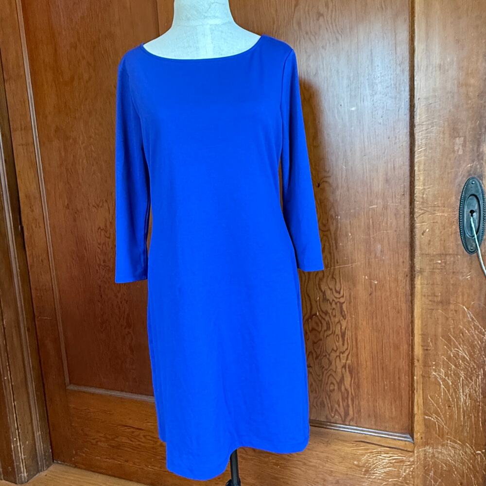 Old Navy Bluetiful Royal Blue Ponte Knit Dress 3/4 Sleeve Buttons Size M Medium